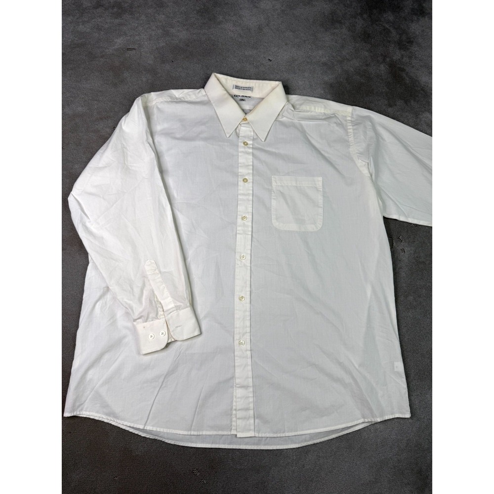 Lucasini Dress Shirt Mens 18 White Cotton Business Point Collar Office Career